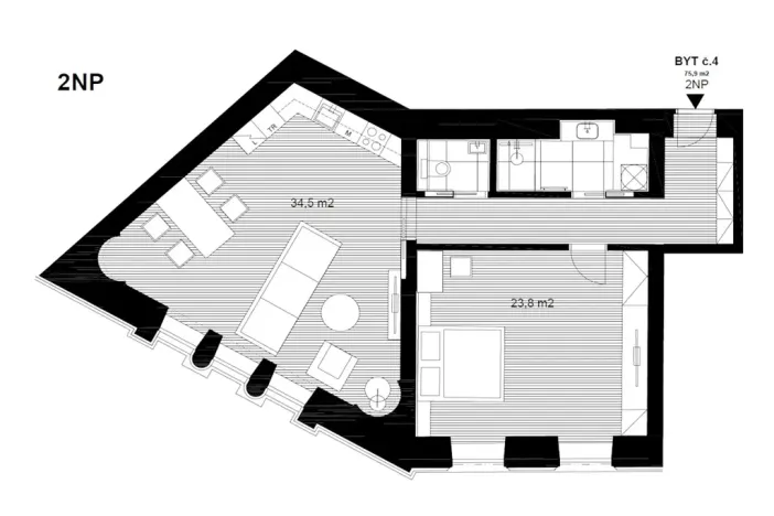 Pronájem bytu 2+kk, Hradec Králové, Komenského, 76 m2