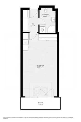 Pronájem bytu 1+kk, Praha - Hloubětín, Poděbradská, 37 m2