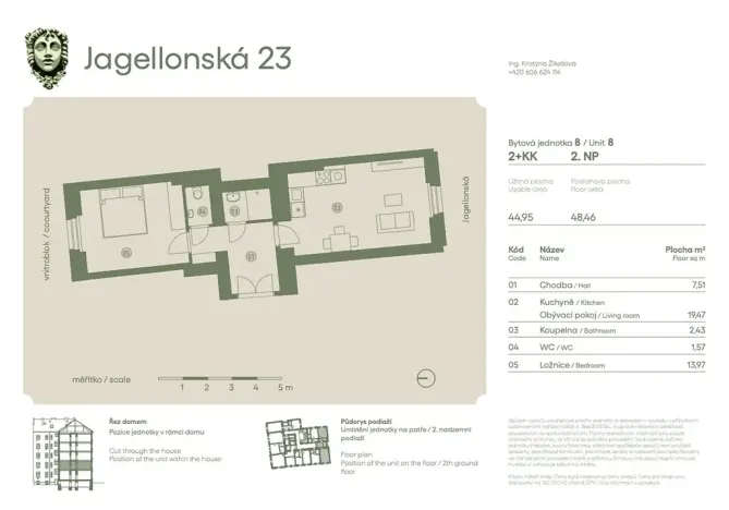 Prodej bytu 2+kk, Praha - Žižkov, Jagellonská, 60 m2