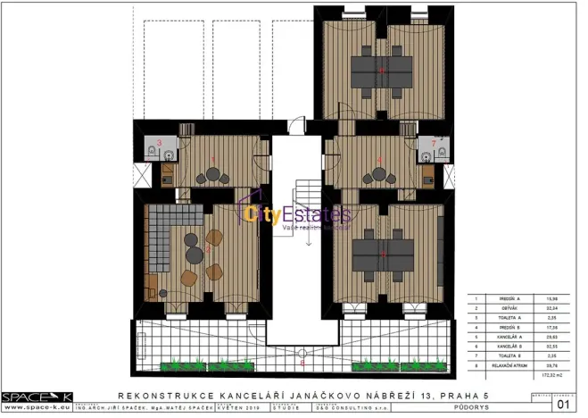 Prodej kanceláře, Praha - Smíchov, Janáčkovo nábřeží, 85 m2