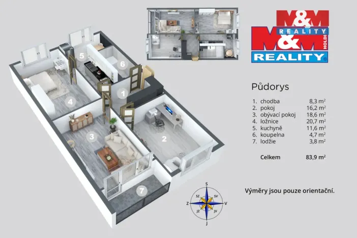 Prodej bytu 3+1, Ústí nad Labem - Mojžíř, Picassova, 78 m2
