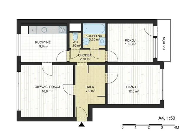 Prodej bytu 3+1, Praha - Hlubočepy, Lamačova, 62 m2