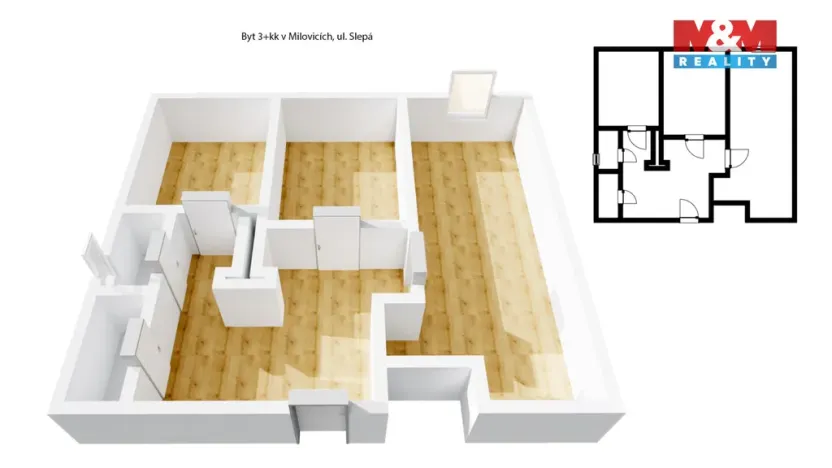 Prodej bytu 3+kk, Milovice - Mladá, Slepá, 67 m2