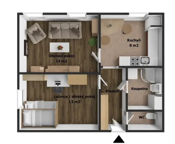 Prodej bytu 2+kk, Hrušovany u Brna, Vodní, 46 m2