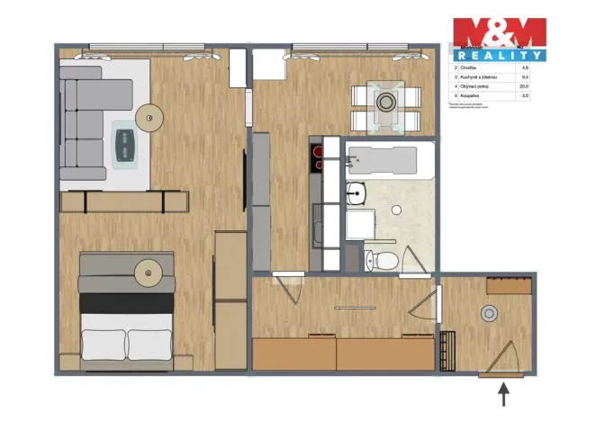 Prodej bytu 1+1, Vimperk - Vimperk II, Mírová, 43 m2