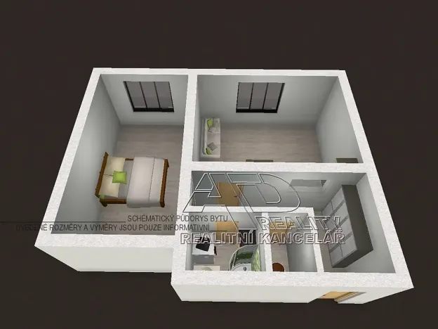 Pronájem atypického bytu, České Budějovice, 44 m2