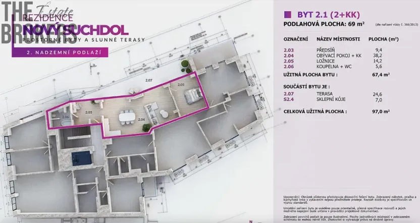 Prodej bytu 2+kk, Praha - Suchdol, U hotelu, 69 m2