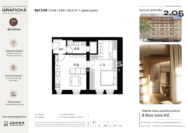 Prodej bytu 3+kk, Praha - Smíchov, Grafická, 40 m2