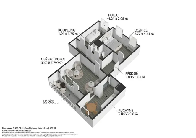Prodej bytu 3+1, Ústí nad Labem, Přemyslovců, 74 m2