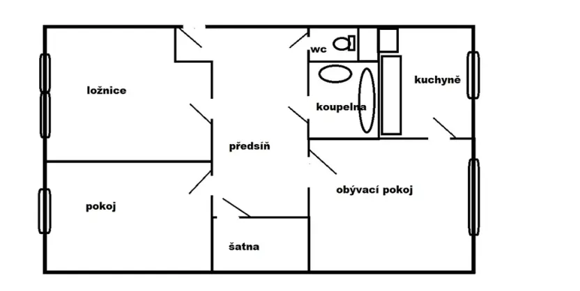 Prodej bytu 3+1, Teplice, Krajní, 60 m2