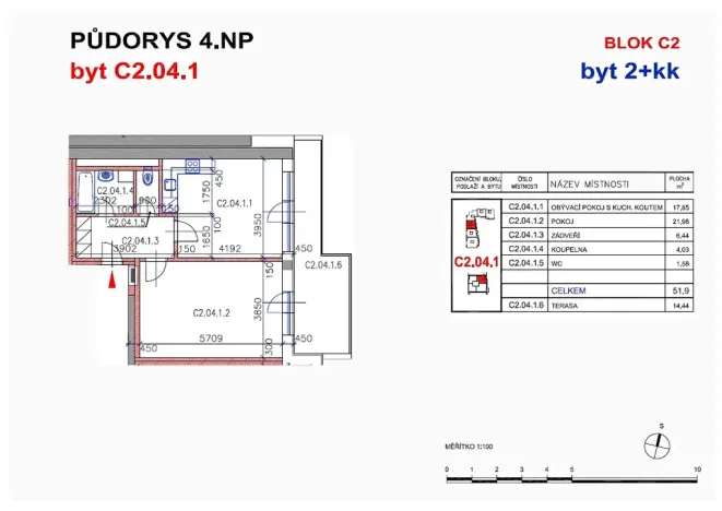 Prodej bytu 2+kk, Brno, Sedláčkova, 53 m2
