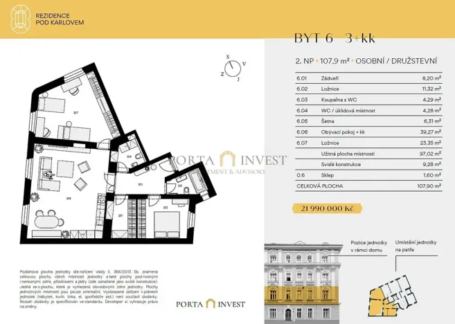 Prodej bytu 3+kk, Praha - Vinohrady, Pod Karlovem, 106 m2