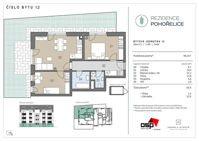Prodej bytu 3+kk, Pohořelice, U Kasáren, 64 m2