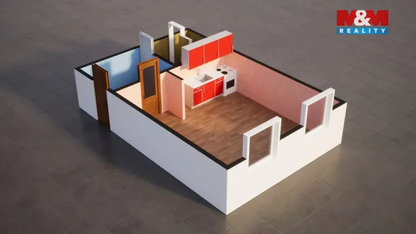 Prodej bytu 1+kk, Ústí nad Labem - Všebořice, Spartakiádní, 31 m2