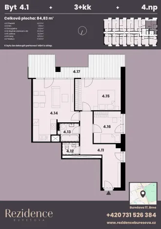 Prodej bytu 3+kk, Brno, Burešova, 86 m2