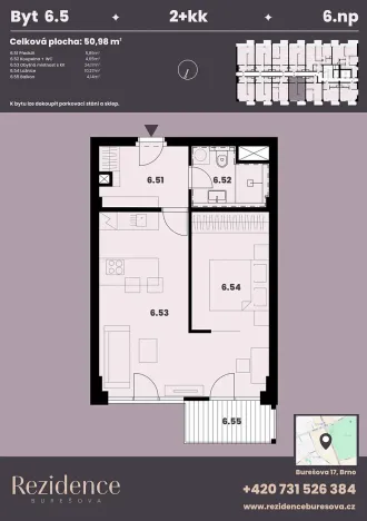 Prodej bytu 2+kk, Brno, Burešova, 51 m2