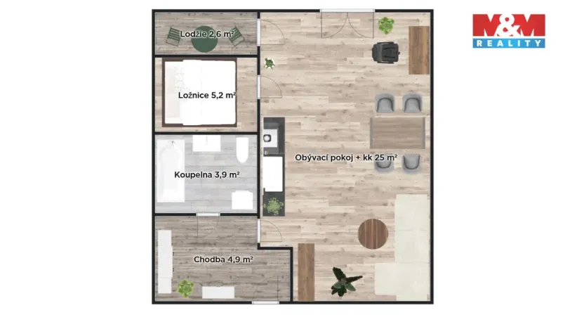 Prodej bytu 2+kk, Týnec nad Sázavou - Brodce, Na Kněžině, 39 m2