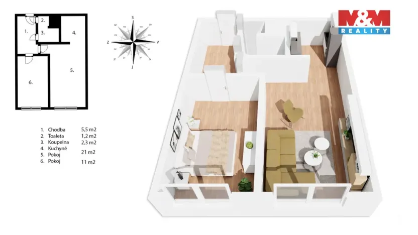 Prodej bytu 2+kk, Praha - Chodov, Zdiměřická, 41 m2