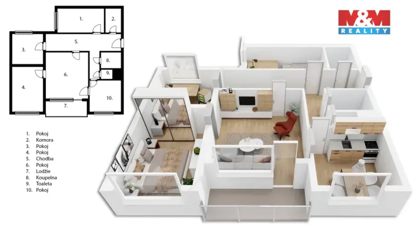 Prodej bytu 4+1, Zlín, Česká, 80 m2