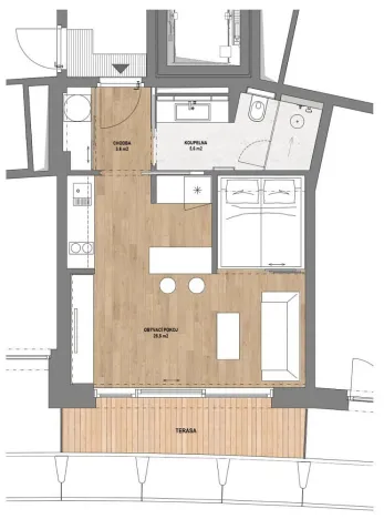 Pronájem bytu 1+kk, Praha - Bubeneč, Vítězné náměstí, 37 m2
