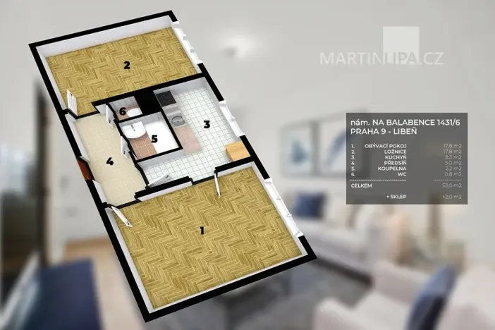 Prodej bytu 2+1, Praha - Libeň, náměstí Na Balabence, 53 m2