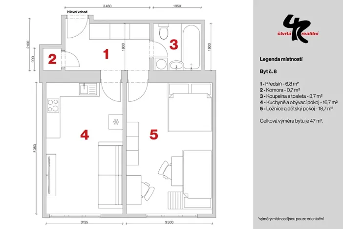 Prodej bytu 2+kk, Praha - Žižkov, Hartigova, 51 m2