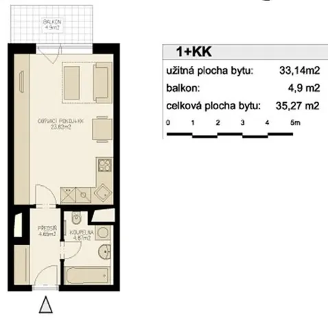 Pronájem bytu 1+kk, Praha - Hostivař, Athénská, 38 m2