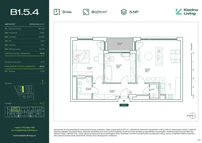 Prodej bytu 3+kk, Kladno, Pražská, 75 m2