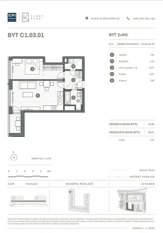 Pronájem bytu 2+kk, Praha - Vysočany, Střídavá, 52 m2