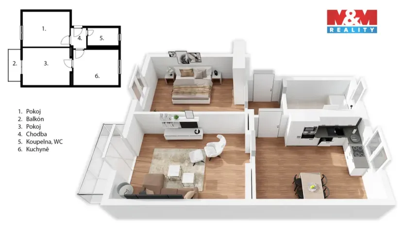 Pronájem bytu 2+1, Kladno, Jižní, 58 m2