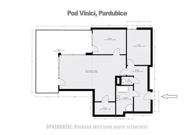 Pronájem bytu 3+kk, Pardubice - Zelené Předměstí, Pod Vinicí, 117 m2