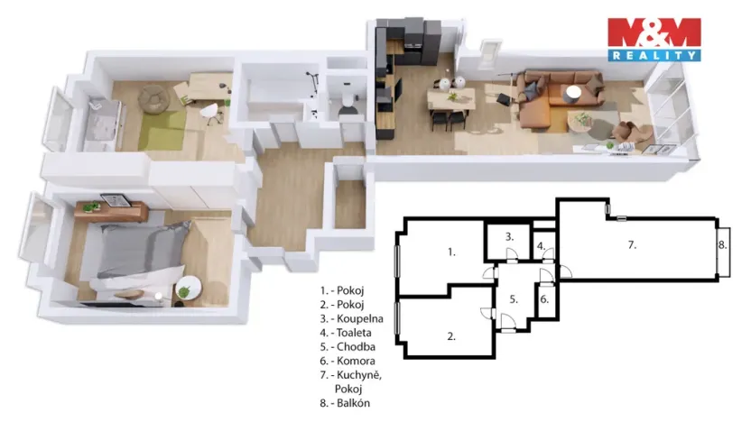 Prodej bytu 3+kk, Praha - Chodov, Divišovská, 77 m2