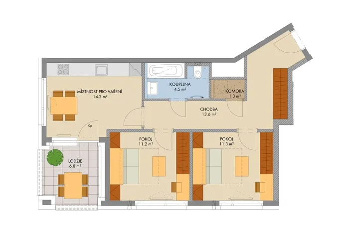 Prodej bytu 2+1, Praha, Gollové, 59 m2