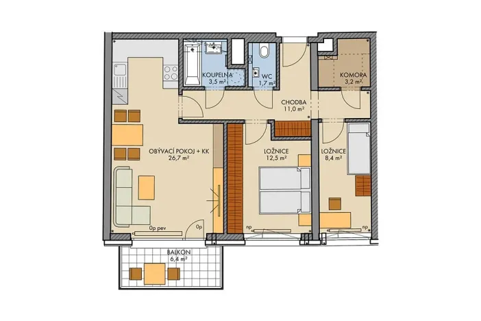 Prodej bytu 3+kk, Praha, Bartůňkova, 72 m2