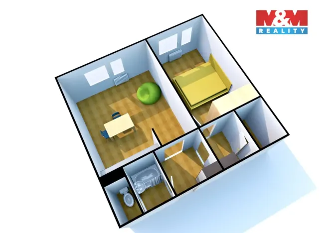 Pronájem bytu 2+kk, Ústí nad Labem - Bukov, Na Kohoutě, 42 m2