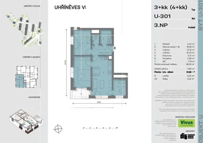 Prodej bytu 3+kk, Praha - Uhříněves, Karla Guta, 65 m2
