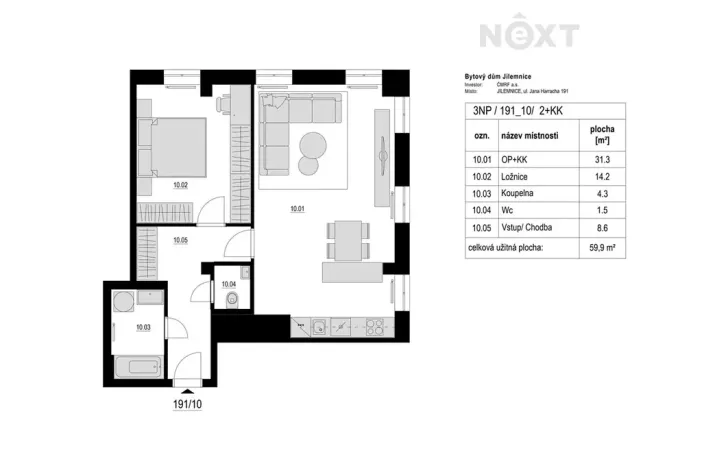 Prodej bytu 2+kk, Jilemnice, Jana Harracha, 64 m2