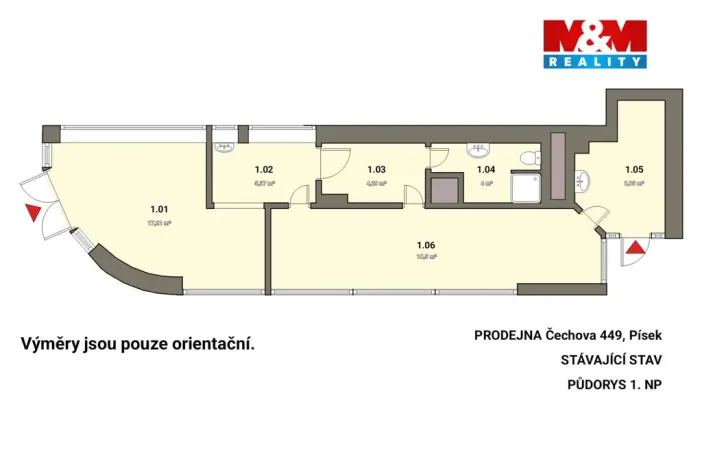 Pronájem obchodního prostoru, Písek, Čechova, 53 m2