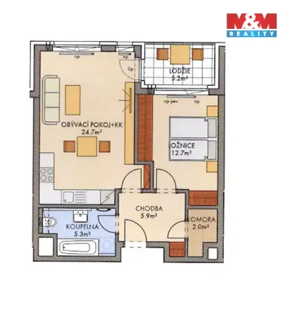 Pronájem bytu 2+kk, Praha - Ruzyně, Stočesova, 53 m2