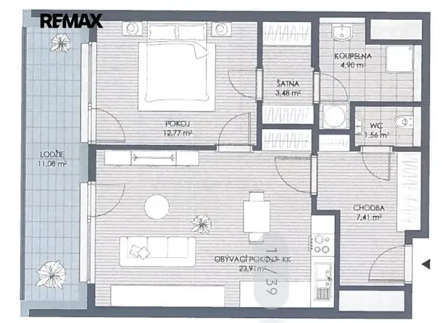 Pronájem bytu 2+kk, Praha - Letňany, Vyletalova, 54 m2