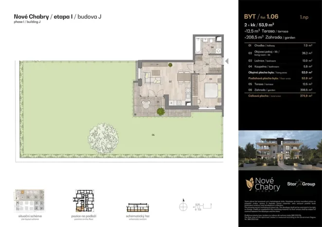 Prodej bytu 2+kk, Praha - Dolní Chabry, Kadaňská, 53 m2