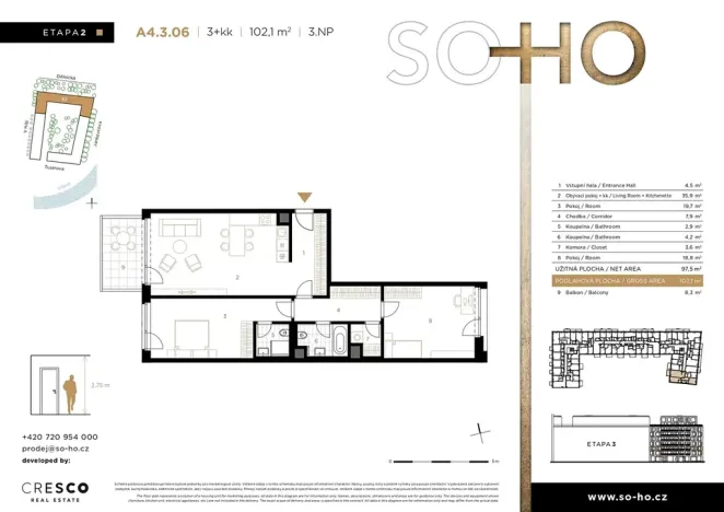 Prodej bytu 3+kk, Praha - Holešovice, Jankovcova, 102 m2