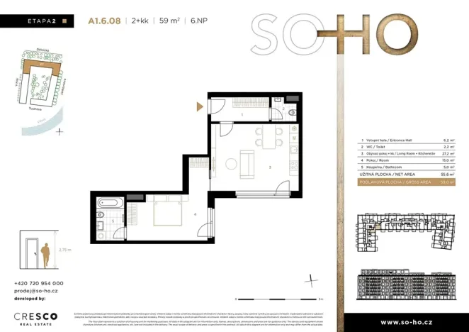 Prodej bytu 2+kk, Praha - Holešovice, V háji, 59 m2