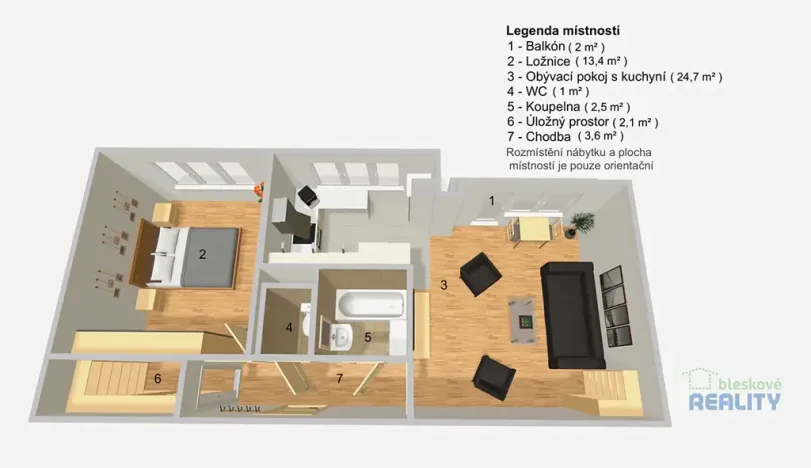Pronájem bytu 2+kk, Čelákovice, Rumunská, 50 m2