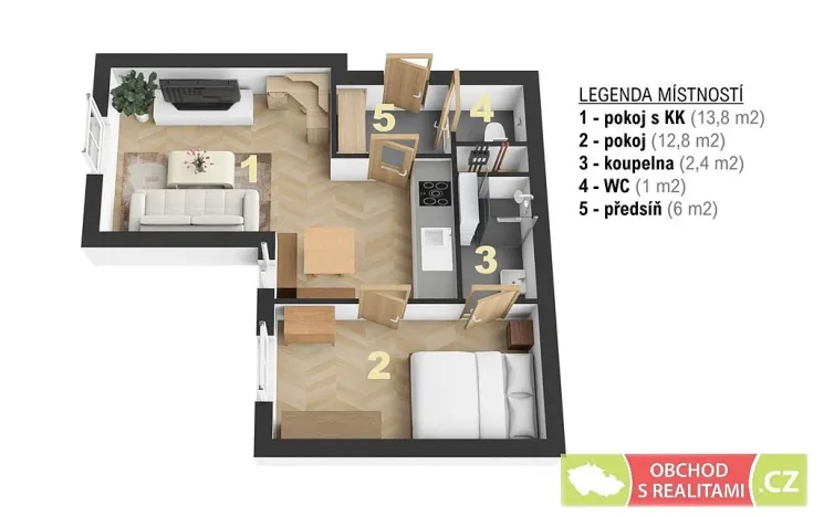 Prodej bytu 2+kk, Praha, U Uranie, 36 m2