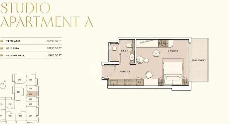Prodej bytu 1+kk, Dubaj, Spojené arabské emiráty, 35 m2
