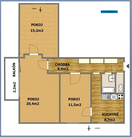 Pronájem bytu 3+1, Brno, Horní, 68 m2