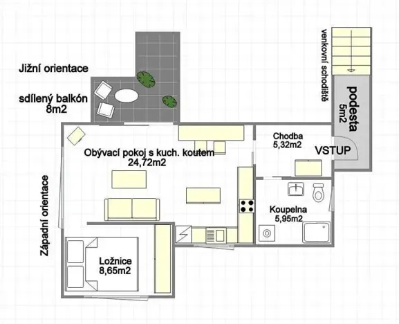 Pronájem bytu 2+kk, Vestec, U Strouhy, 49 m2