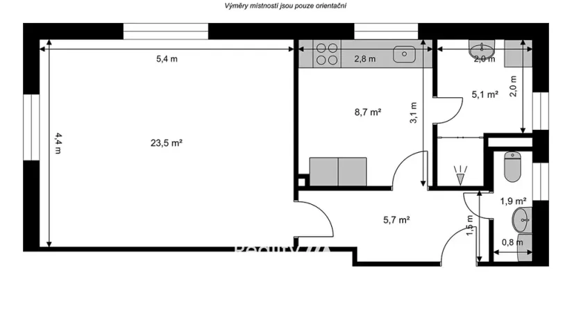 Pronájem bytu 1+1, Liberec, Husova, 45 m2