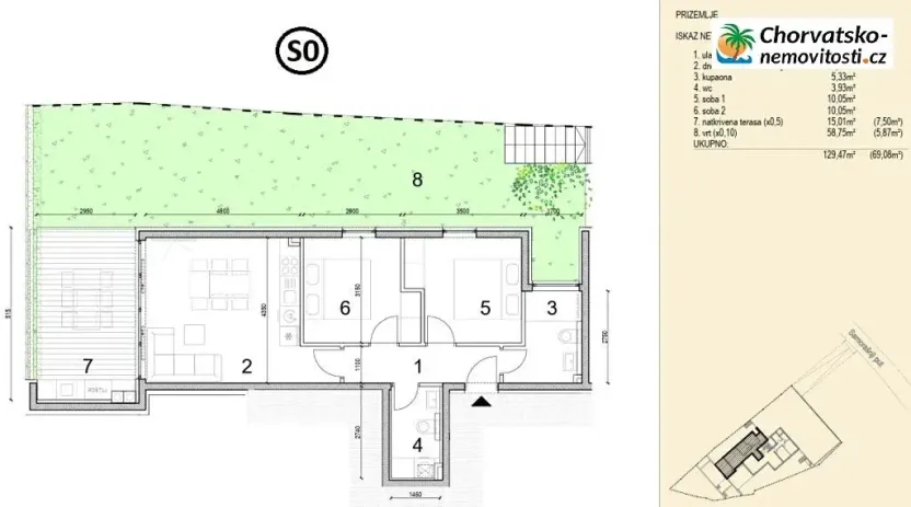 Prodej bytu 3+kk, Novalja, Chorvatsko, 70 m2